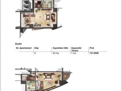 Apartamente 1-3 camere, plus un Penthouse de vis de 210mp utili la etajele 24/25