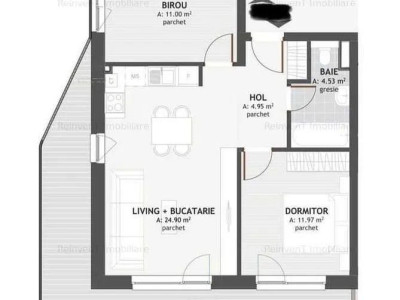 Apartamet 3 camere , semifinisat , 57 MP terasa 23 mp, Zona Eroilor.