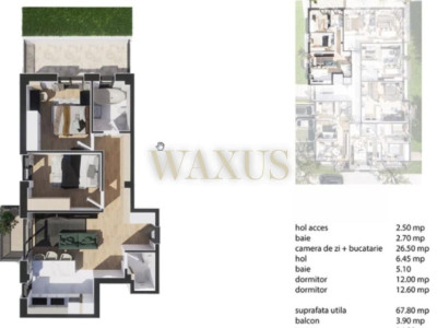 Apartament de 3 Camere I 67MP I Balcon I Semifinisat - Baciu 