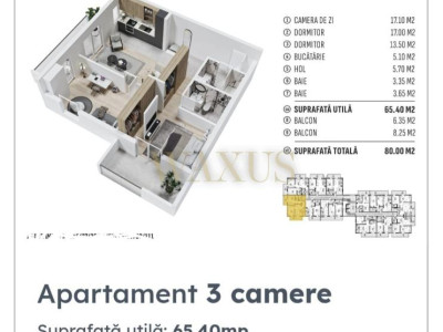 Apartament 3 camere, complex nou.
